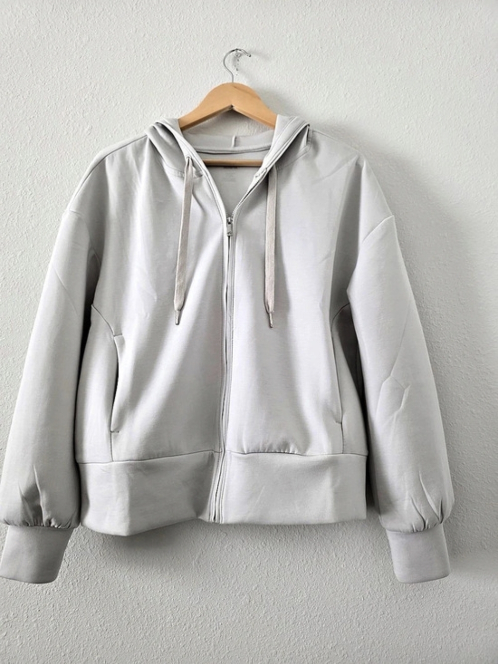Apana White Full-Zip Hooded Jacket Size Large Like New